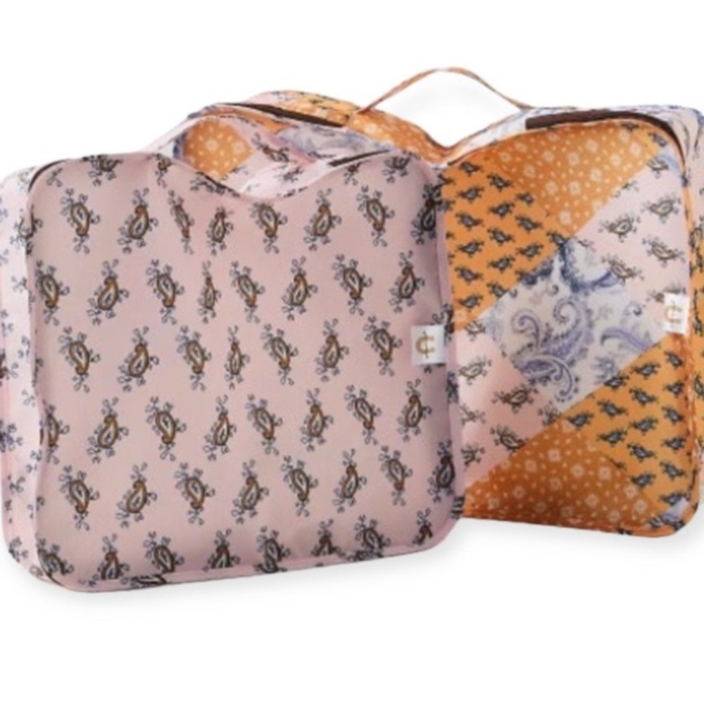 Free People Pink and Gold Paisley Packing Cubes